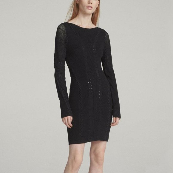 Rag & Bone Long Sleeve Knit Black Mini Dress sz 2 - Picture 1 of 6